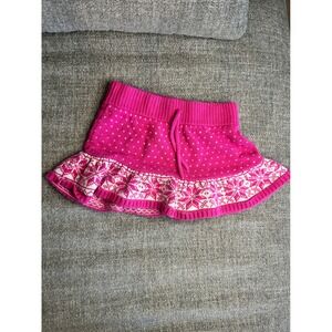GapKids Girls Knit Skirt Pink heart & Snowflake Pattern S (6-7)